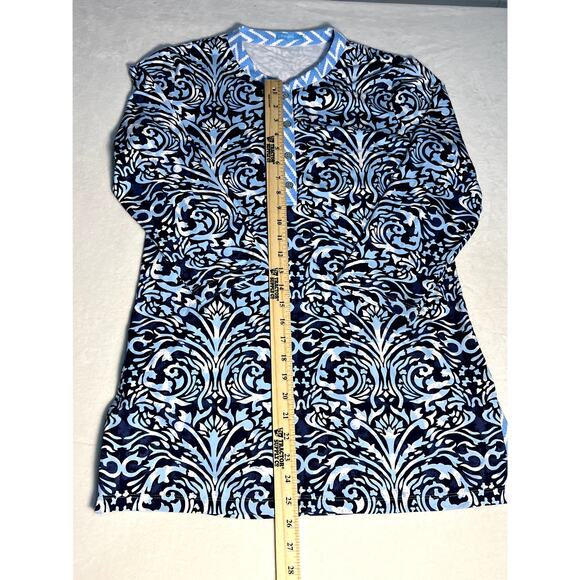 J. McLaughlin Catalina Cloth Blue Scroll Dress Size Large - Picture 4 of 8